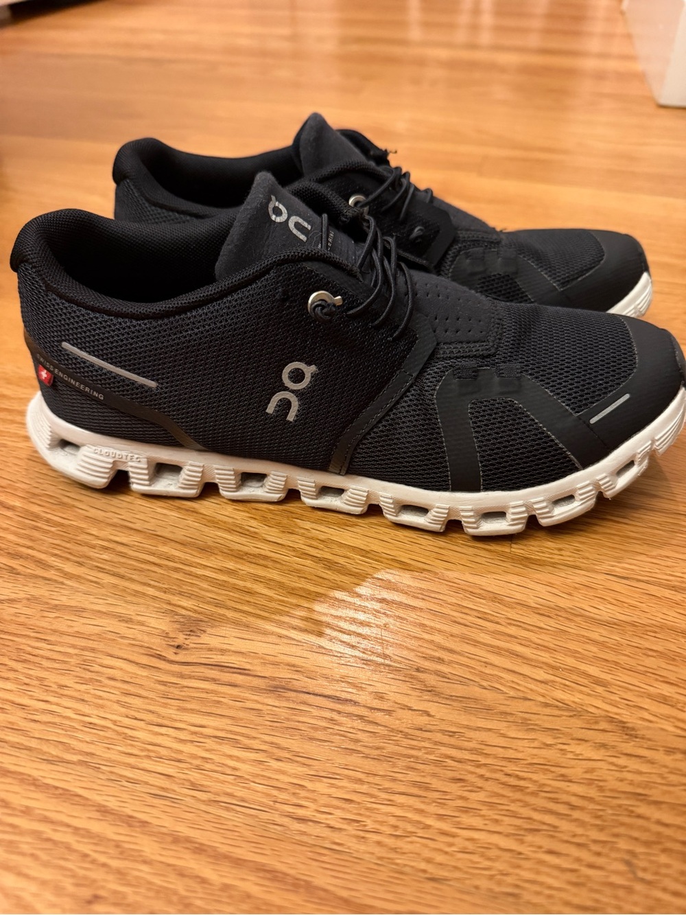 On Cloud Running Sneakers in Black with White Sole